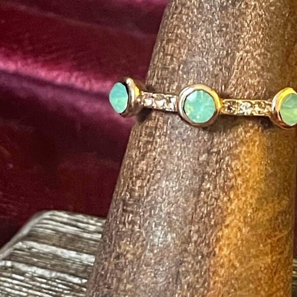 Gold & Silver Turquoise Trio Ring – Boho Minimalist Size 6 - Picture 3 of 3